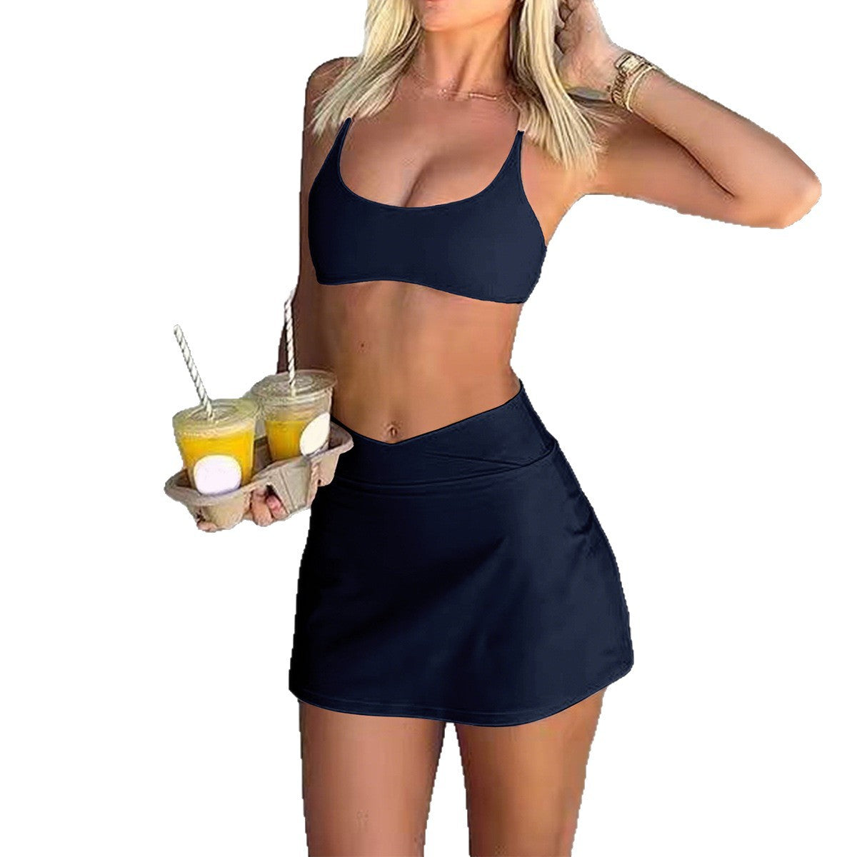 Zweiteiliges Yoga-Set für Damen – Trägertop & Rock mit Shorts