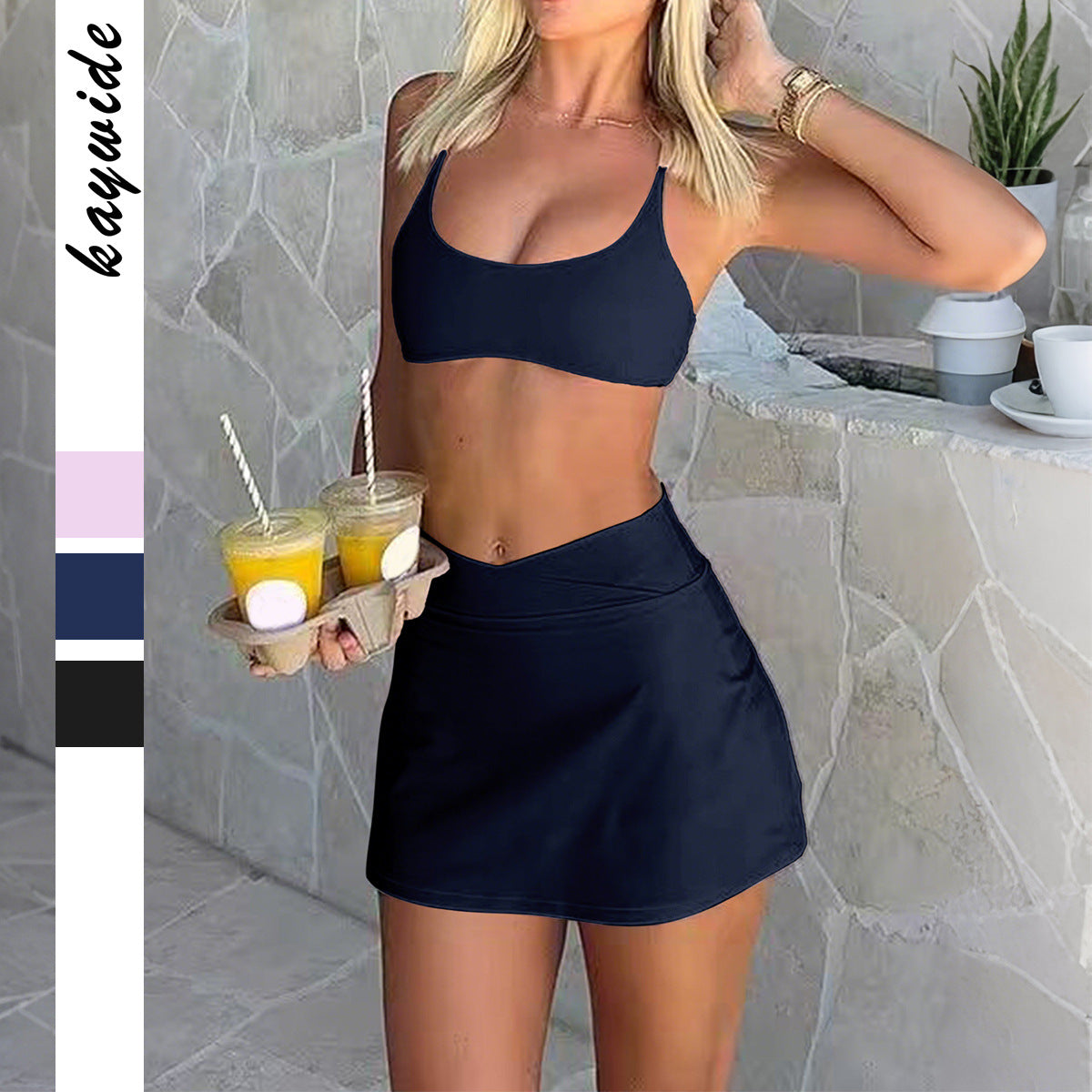 Zweiteiliges Yoga-Set für Damen – Trägertop & Rock mit Shorts