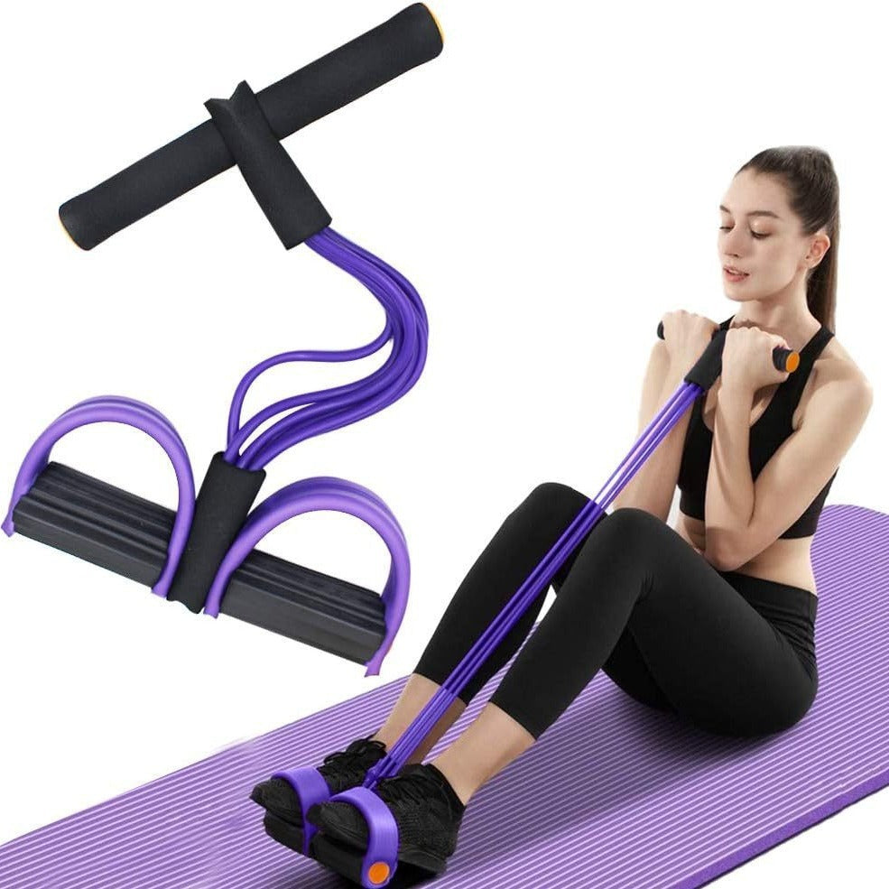 6-Schlauch Fitness-Tube mit Fußpedal – für Bauch, Beine, Po & mehr