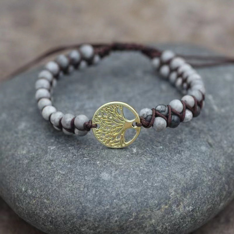 African Turquoise Woven Armband „Tree of Life“ – doppellagig, handgefertigt