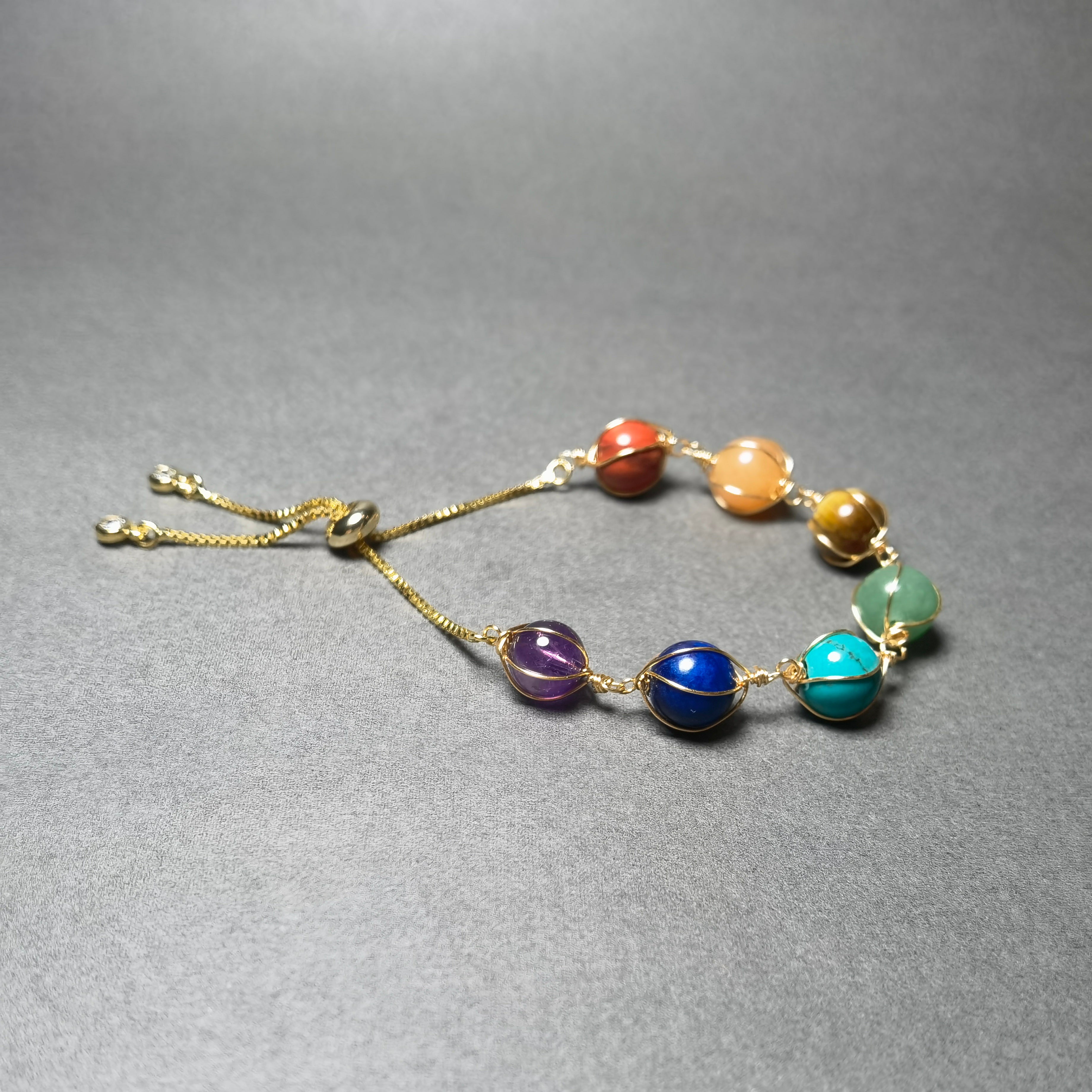 Chakra-Balance Armband – Sieben natürliche Kristalle