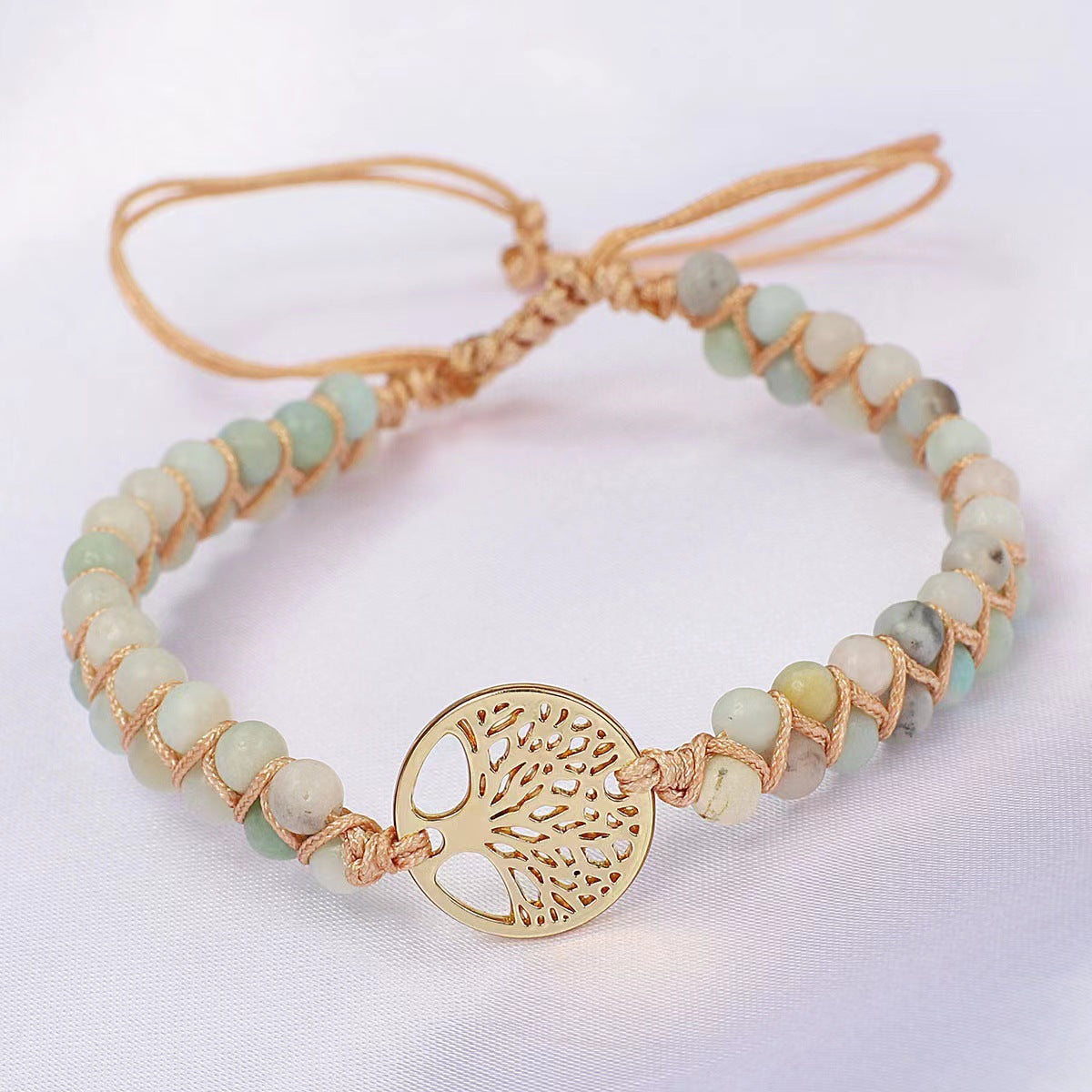 African Turquoise Woven Armband „Tree of Life“ – doppellagig, handgefertigt