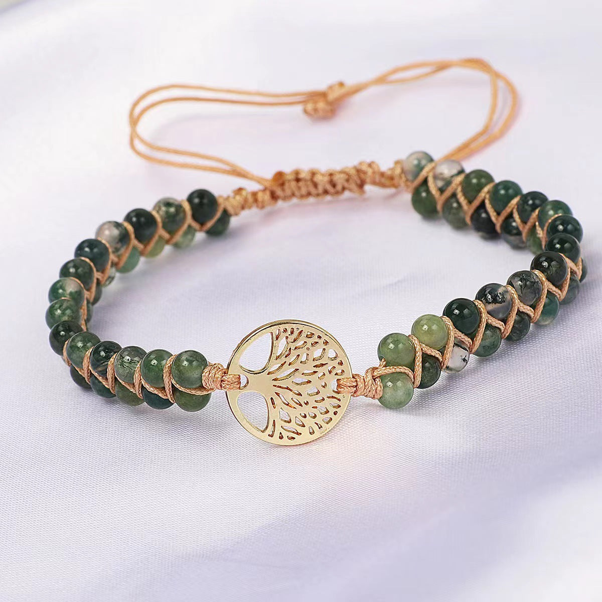 African Turquoise Woven Armband „Tree of Life“ – doppellagig, handgefertigt