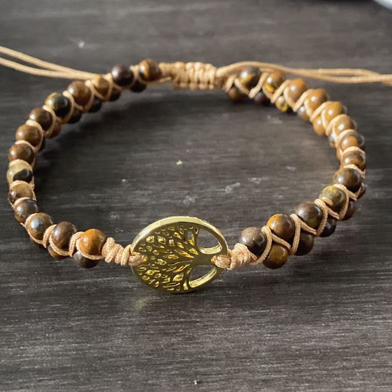 African Turquoise Woven Armband „Tree of Life“ – doppellagig, handgefertigt