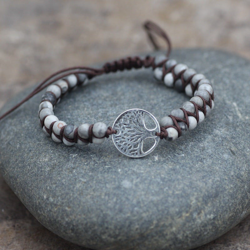 African Turquoise Woven Armband „Tree of Life“ – doppellagig, handgefertigt