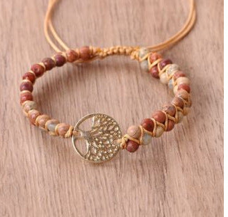 African Turquoise Woven Armband „Tree of Life“ – doppellagig, handgefertigt